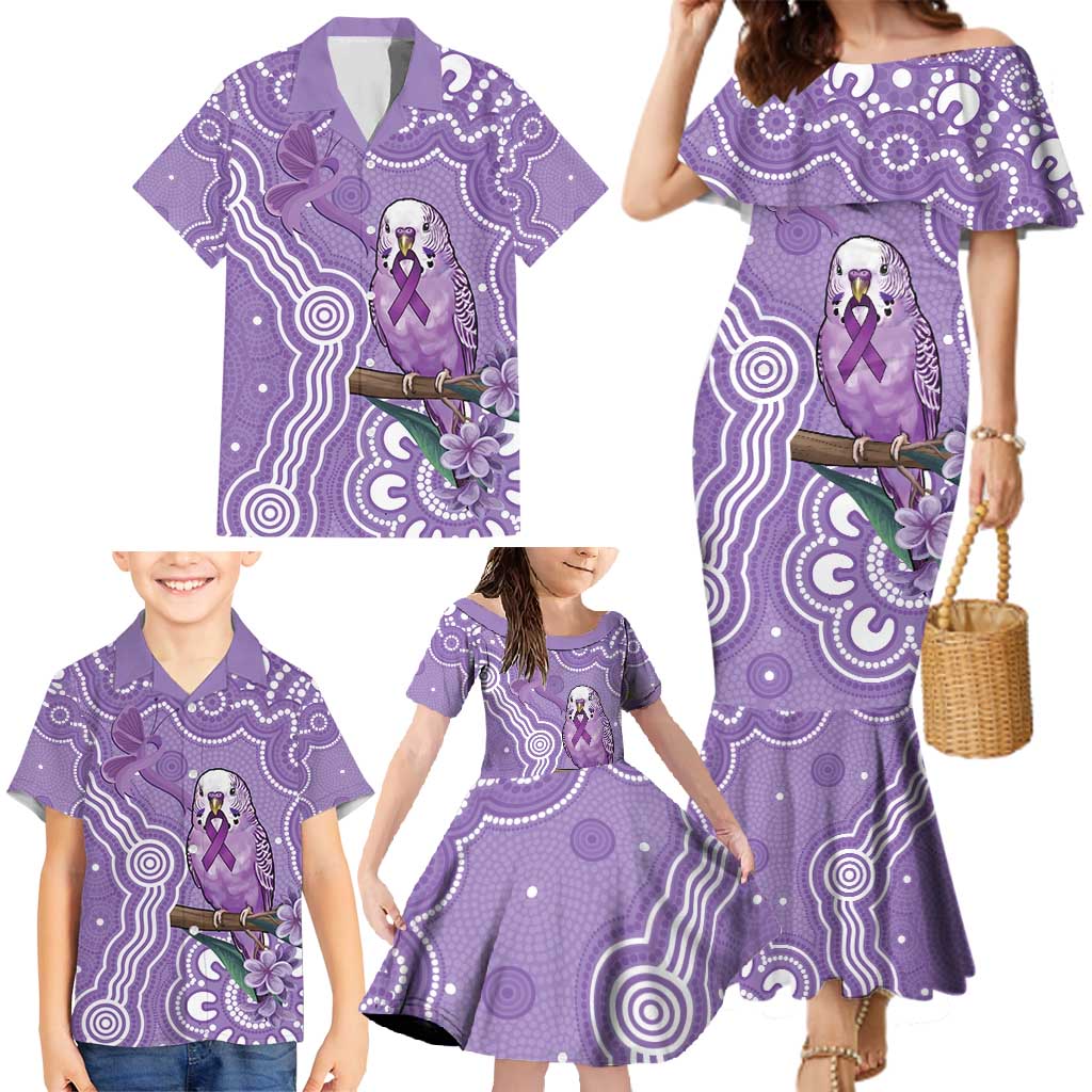 Australia Epilepsy Awareness Family Matching Mermaid Dress and Hawaiian Shirt Purple Budgerigar Plumeria Aboriginal - Aussie Hoodie