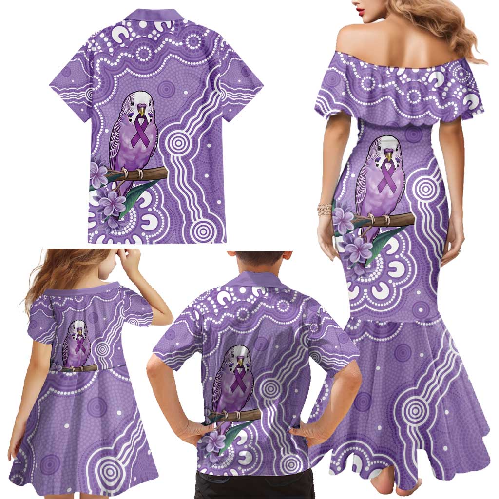 Australia Epilepsy Awareness Family Matching Mermaid Dress and Hawaiian Shirt Purple Budgerigar Plumeria Aboriginal - Aussie Hoodie