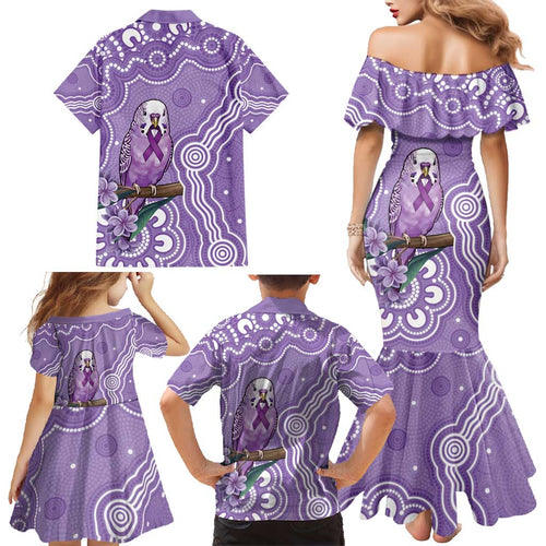 Australia Epilepsy Awareness Family Matching Mermaid Dress and Hawaiian Shirt Purple Budgerigar Plumeria Aboriginal - Aussie Hoodie