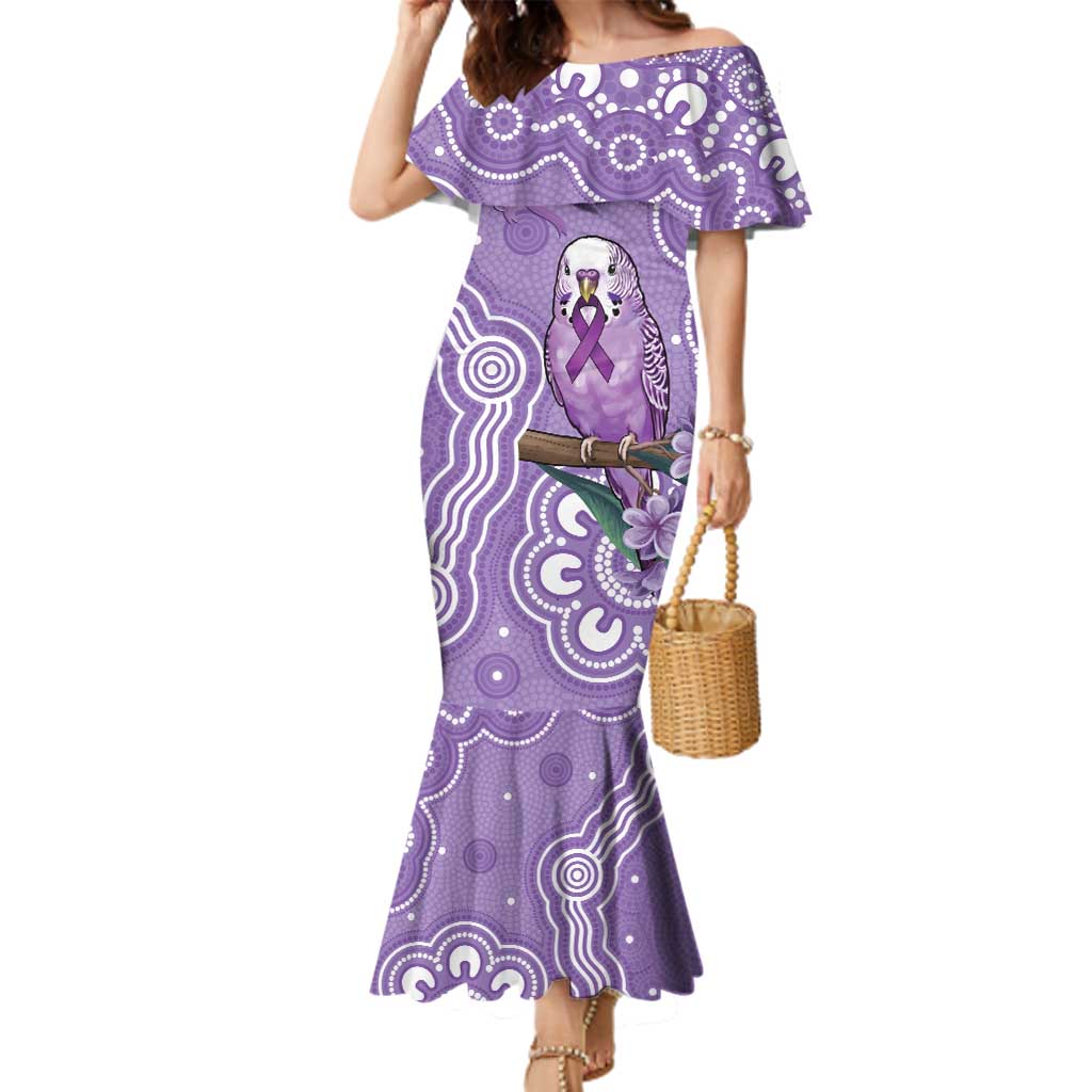 Australia Epilepsy Awareness Family Matching Mermaid Dress and Hawaiian Shirt Purple Budgerigar Plumeria Aboriginal - Aussie Hoodie