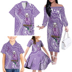 Australia Epilepsy Awareness Family Matching Off The Shoulder Long Sleeve Dress and Hawaiian Shirt Purple Budgerigar Plumeria Aboriginal - Aussie Hoodie