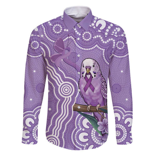 Australia Epilepsy Awareness Family Matching Off The Shoulder Long Sleeve Dress and Hawaiian Shirt Purple Budgerigar Plumeria Aboriginal - Aussie Hoodie