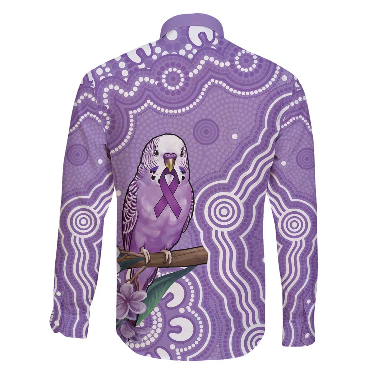 Australia Epilepsy Awareness Family Matching Off The Shoulder Long Sleeve Dress and Hawaiian Shirt Purple Budgerigar Plumeria Aboriginal - Aussie Hoodie