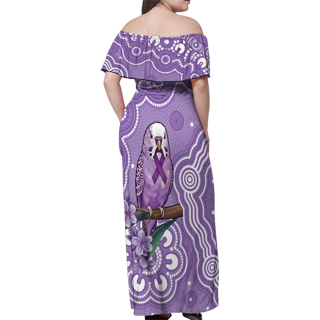 Australia Epilepsy Awareness Family Matching Off Shoulder Maxi Dress and Hawaiian Shirt Purple Budgerigar Plumeria Aboriginal - Aussie Hoodie