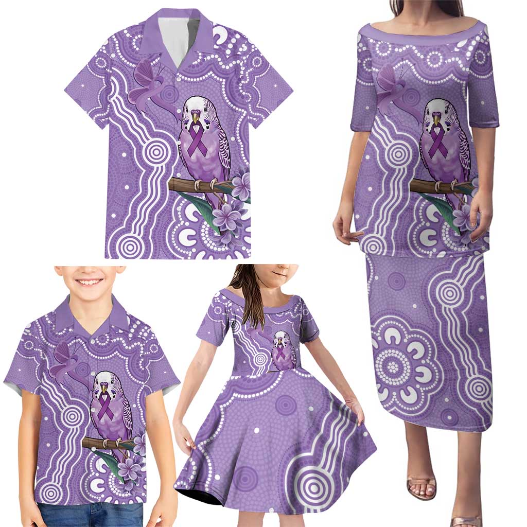 Australia Epilepsy Awareness Family Matching Puletasi and Hawaiian Shirt Purple Budgerigar Plumeria Aboriginal - Aussie Hoodie