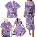Australia Epilepsy Awareness Family Matching Puletasi and Hawaiian Shirt Purple Budgerigar Plumeria Aboriginal - Aussie Hoodie