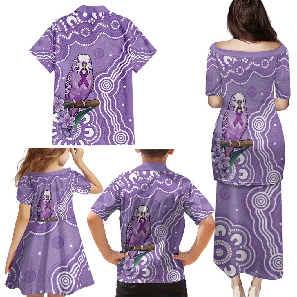 Australia Epilepsy Awareness Family Matching Puletasi and Hawaiian Shirt Purple Budgerigar Plumeria Aboriginal - Aussie Hoodie