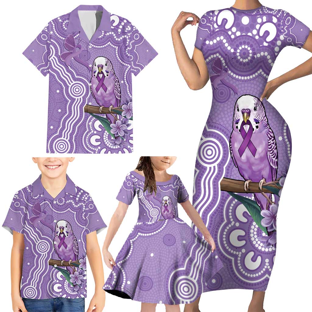 Australia Epilepsy Awareness Family Matching Short Sleeve Bodycon Dress and Hawaiian Shirt Purple Budgerigar Plumeria Aboriginal - Aussie Hoodie