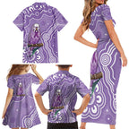 Australia Epilepsy Awareness Family Matching Short Sleeve Bodycon Dress and Hawaiian Shirt Purple Budgerigar Plumeria Aboriginal - Aussie Hoodie