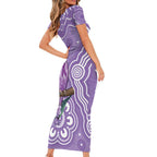 Australia Epilepsy Awareness Family Matching Short Sleeve Bodycon Dress and Hawaiian Shirt Purple Budgerigar Plumeria Aboriginal - Aussie Hoodie