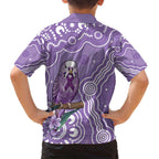 Australia Epilepsy Awareness Family Matching Summer Maxi Dress and Hawaiian Shirt Purple Budgerigar Plumeria Aboriginal - Aussie Hoodie