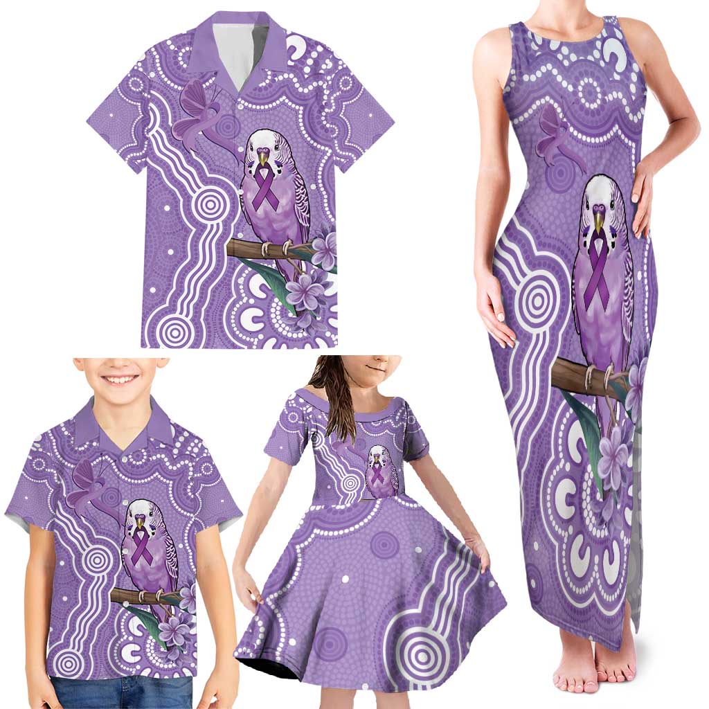 Australia Epilepsy Awareness Family Matching Tank Maxi Dress and Hawaiian Shirt Purple Budgerigar Plumeria Aboriginal - Aussie Hoodie