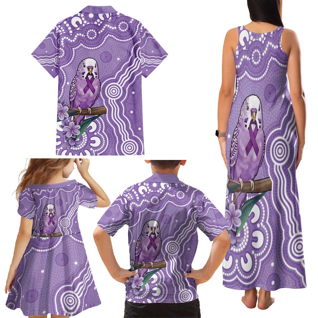 Australia Epilepsy Awareness Family Matching Tank Maxi Dress and Hawaiian Shirt Purple Budgerigar Plumeria Aboriginal - Aussie Hoodie