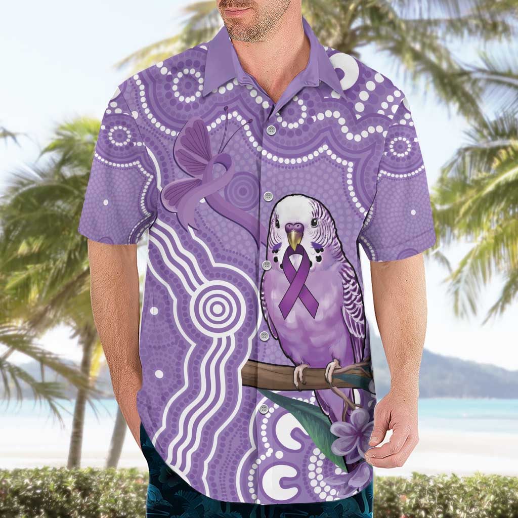 Australia Epilepsy Awareness Hawaiian Shirt Purple Budgerigar Plumeria Aboriginal - Aussie Hoodie