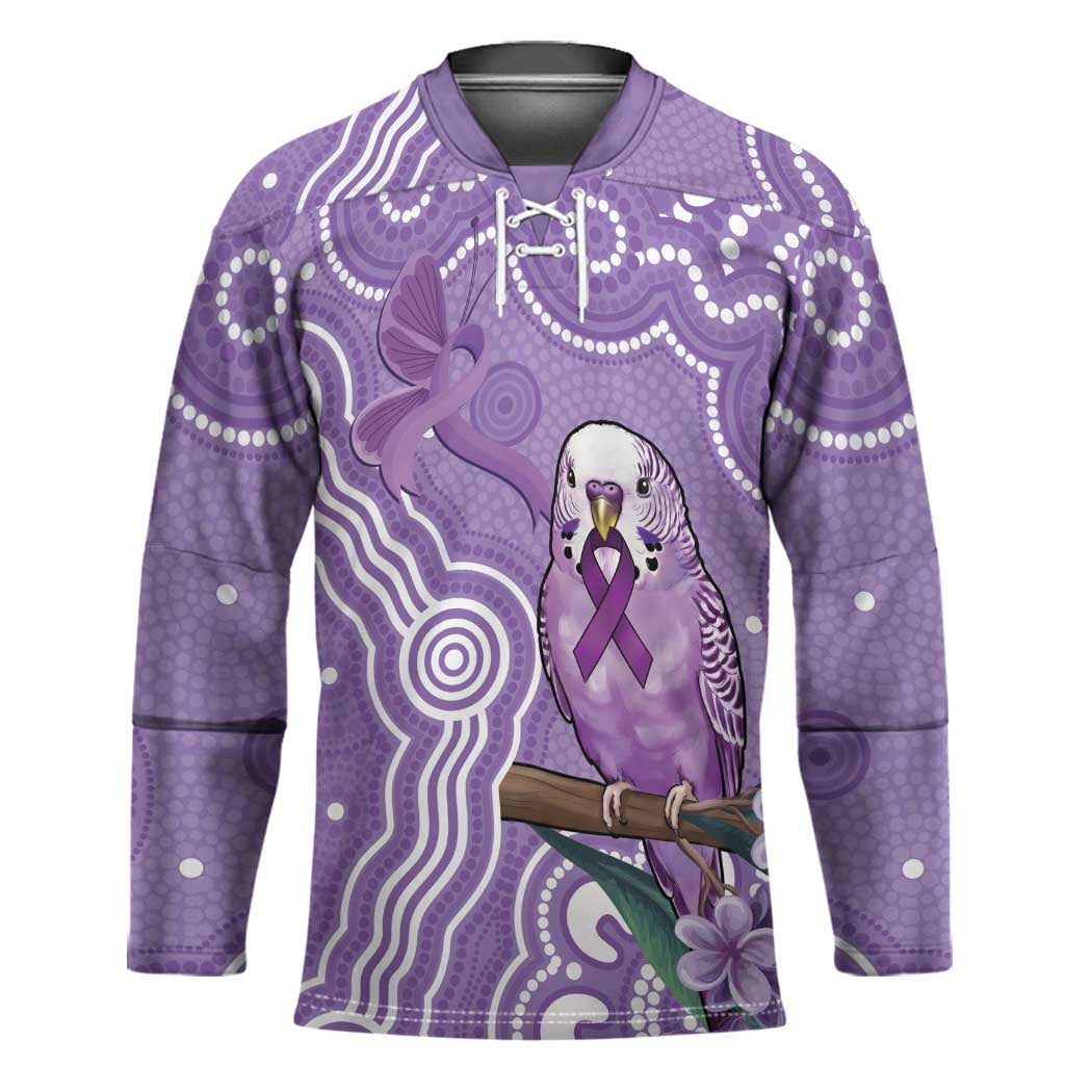 Australia Epilepsy Awareness Hockey Jersey Purple Budgerigar Plumeria Aboriginal - Aussie Hoodie