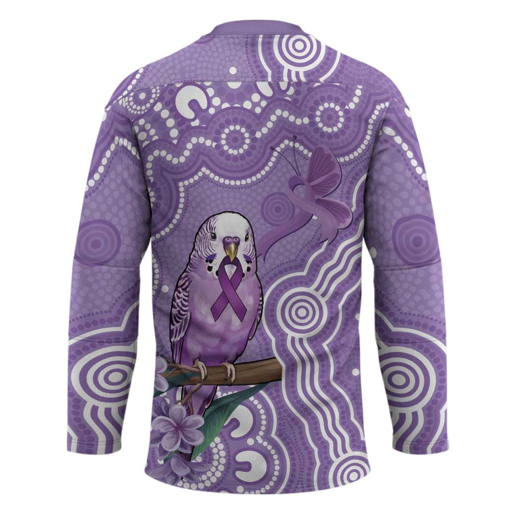 Australia Epilepsy Awareness Hockey Jersey Purple Budgerigar Plumeria Aboriginal - Aussie Hoodie