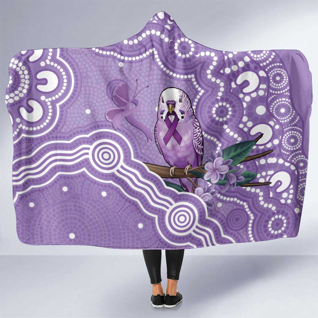 Australia Epilepsy Awareness Hooded Blanket Purple Budgerigar Plumeria Aboriginal - Aussie Hoodie
