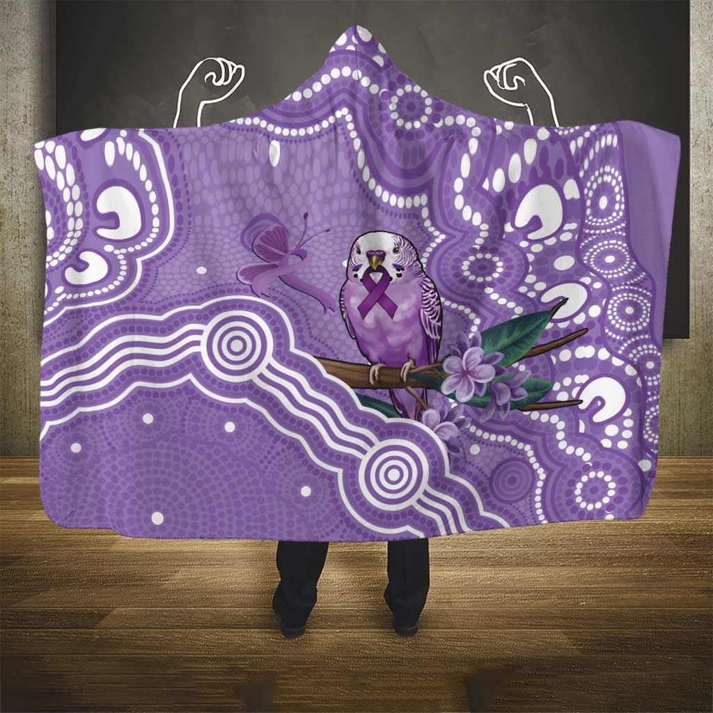 Australia Epilepsy Awareness Hooded Blanket Purple Budgerigar Plumeria Aboriginal - Aussie Hoodie