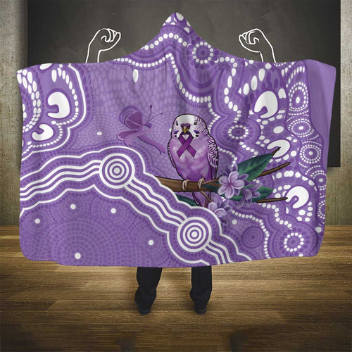 Australia Epilepsy Awareness Hooded Blanket Purple Budgerigar Plumeria Aboriginal - Aussie Hoodie