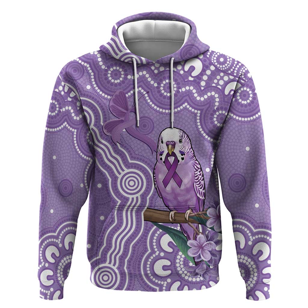 Australia Epilepsy Awareness Hoodie Purple Budgerigar Plumeria Aboriginal - Aussie Hoodie