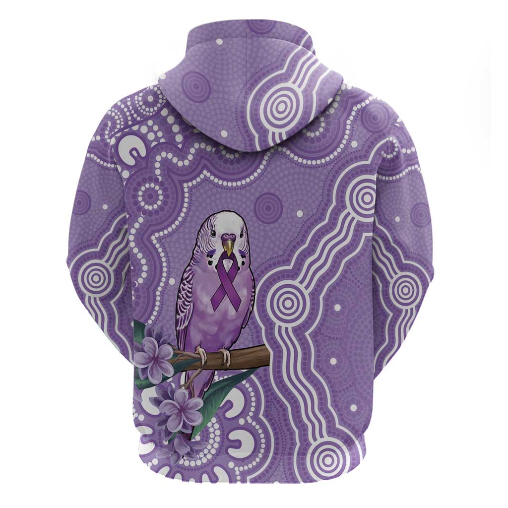 Australia Epilepsy Awareness Hoodie Purple Budgerigar Plumeria Aboriginal - Aussie Hoodie