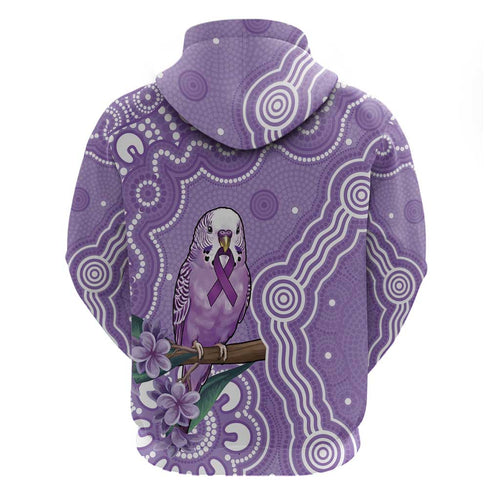 Australia Epilepsy Awareness Hoodie Purple Budgerigar Plumeria Aboriginal - Aussie Hoodie