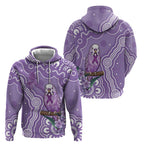 Australia Epilepsy Awareness Hoodie Purple Budgerigar Plumeria Aboriginal - Aussie Hoodie