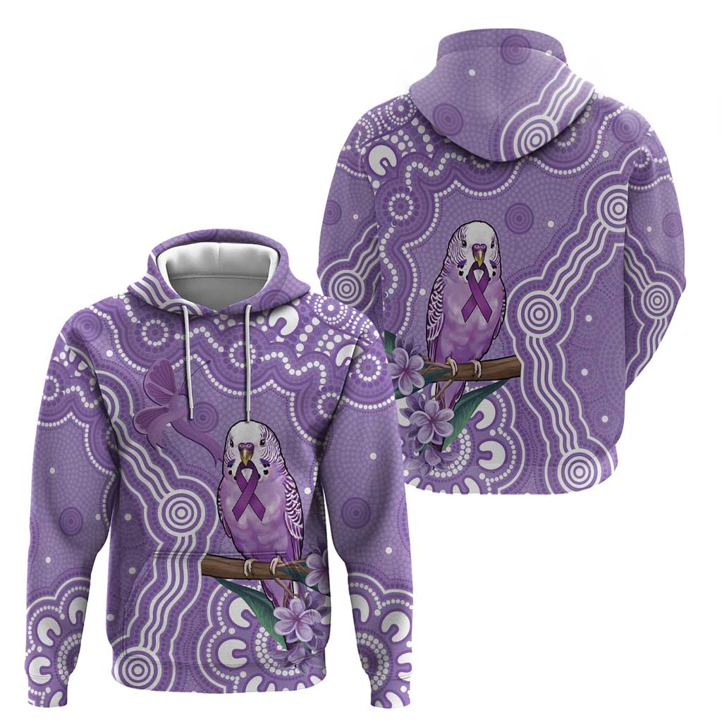 Australia Epilepsy Awareness Hoodie Purple Budgerigar Plumeria Aboriginal - Aussie Hoodie