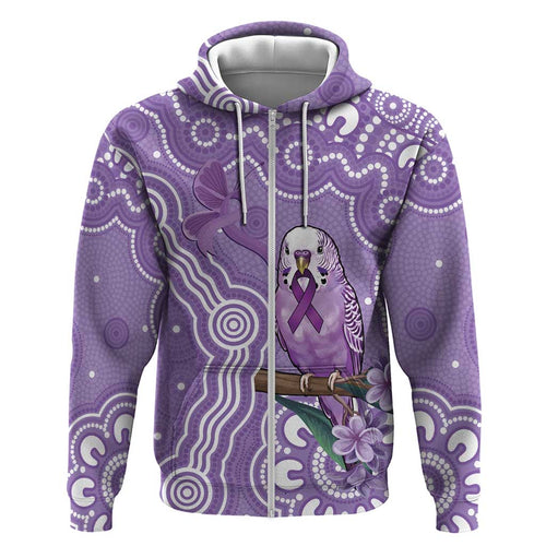 Australia Epilepsy Awareness Hoodie Purple Budgerigar Plumeria Aboriginal - Aussie Hoodie
