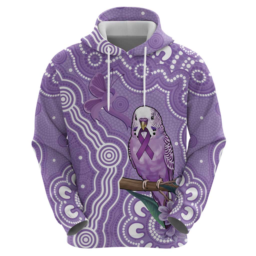 Australia Epilepsy Awareness Hoodie Purple Budgerigar Plumeria Aboriginal - Aussie Hoodie