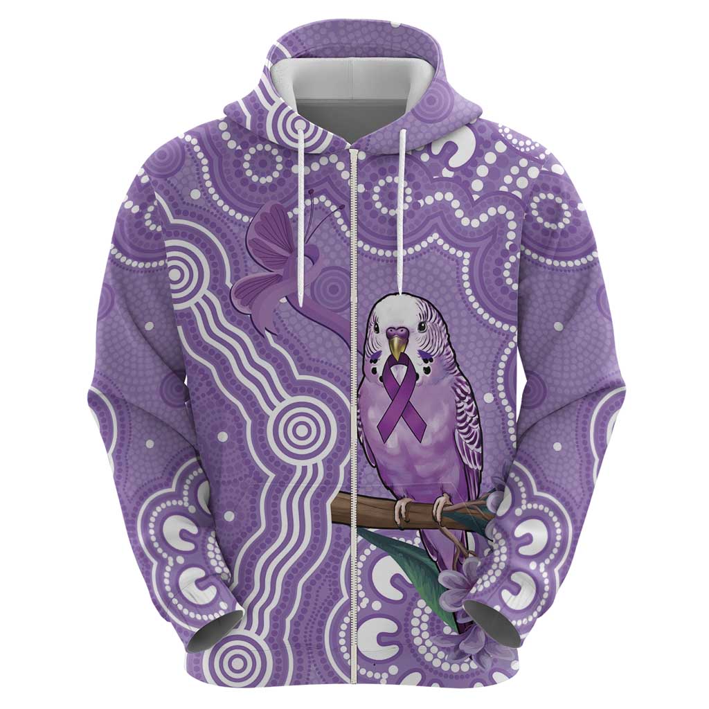 Australia Epilepsy Awareness Hoodie Purple Budgerigar Plumeria Aboriginal - Aussie Hoodie