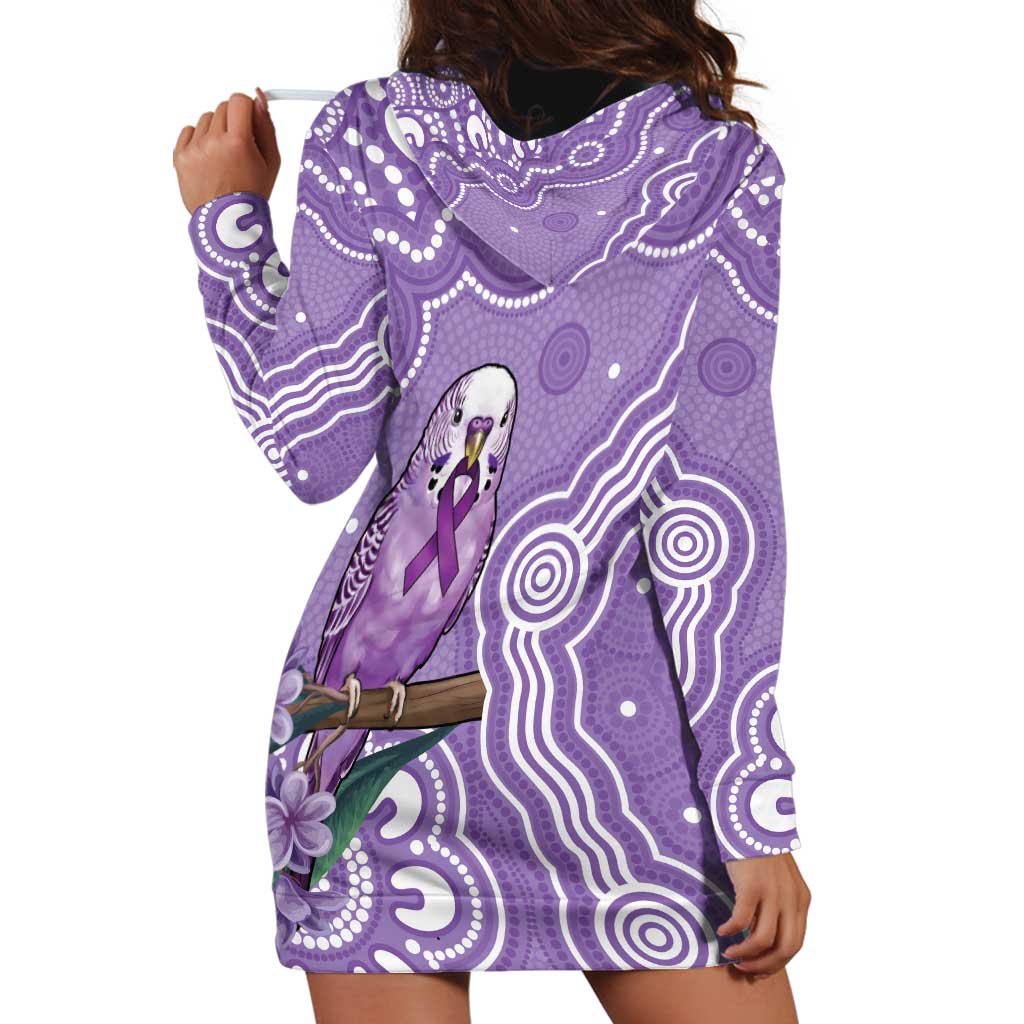 Australia Epilepsy Awareness Hoodie Dress Purple Budgerigar Plumeria Aboriginal - Aussie Hoodie