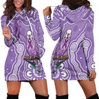 Australia Epilepsy Awareness Hoodie Dress Purple Budgerigar Plumeria Aboriginal - Aussie Hoodie