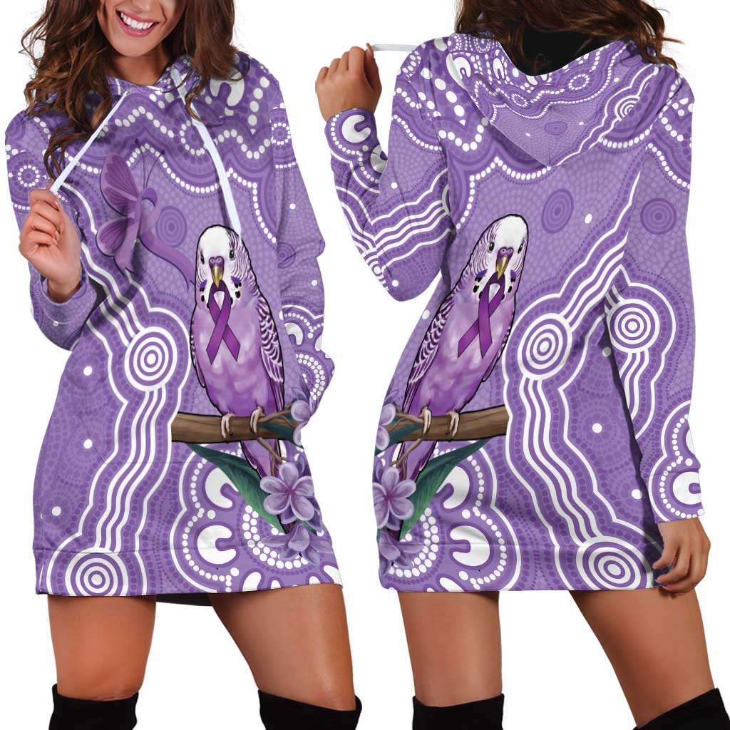 Australia Epilepsy Awareness Hoodie Dress Purple Budgerigar Plumeria Aboriginal - Aussie Hoodie