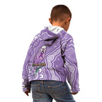 Australia Epilepsy Awareness Kid Hoodie Purple Budgerigar Plumeria Aboriginal - Aussie Hoodie