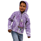 Australia Epilepsy Awareness Kid Hoodie Purple Budgerigar Plumeria Aboriginal - Aussie Hoodie