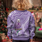Australia Epilepsy Awareness Kid Ugly Christmas Sweater Purple Budgerigar Plumeria Aboriginal - Aussie Hoodie