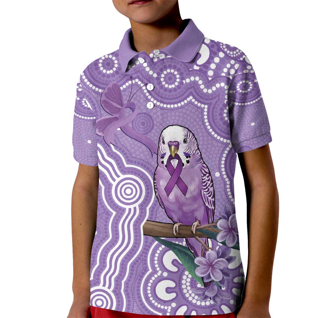 Australia Epilepsy Awareness Kid Polo Shirt Purple Budgerigar Plumeria Aboriginal - Aussie Hoodie