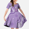 Australia Epilepsy Awareness Kid Short Sleeve Dress Purple Budgerigar Plumeria Aboriginal - Aussie Hoodie