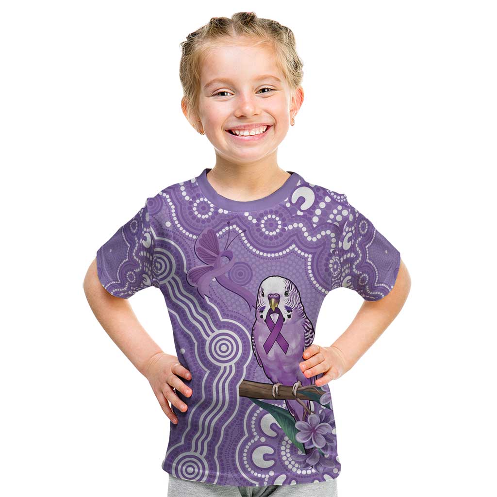 Australia Epilepsy Awareness Kid T Shirt Purple Budgerigar Plumeria Aboriginal - Aussie Hoodie