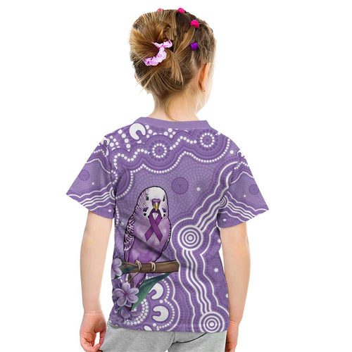 Australia Epilepsy Awareness Kid T Shirt Purple Budgerigar Plumeria Aboriginal - Aussie Hoodie