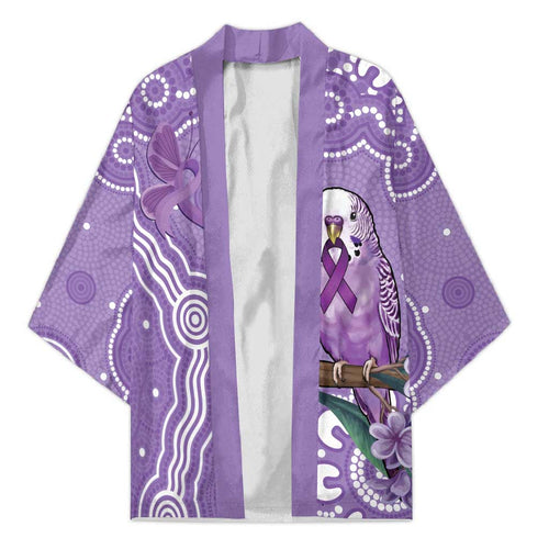 Australia Epilepsy Awareness Kimono Purple Budgerigar Plumeria Aboriginal - Aussie Hoodie
