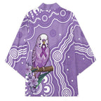 Australia Epilepsy Awareness Kimono Purple Budgerigar Plumeria Aboriginal - Aussie Hoodie