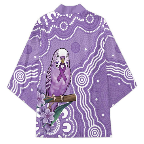 Australia Epilepsy Awareness Kimono Purple Budgerigar Plumeria Aboriginal - Aussie Hoodie