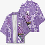Australia Epilepsy Awareness Kimono Purple Budgerigar Plumeria Aboriginal - Aussie Hoodie