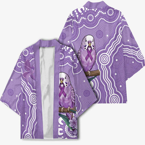 Australia Epilepsy Awareness Kimono Purple Budgerigar Plumeria Aboriginal - Aussie Hoodie