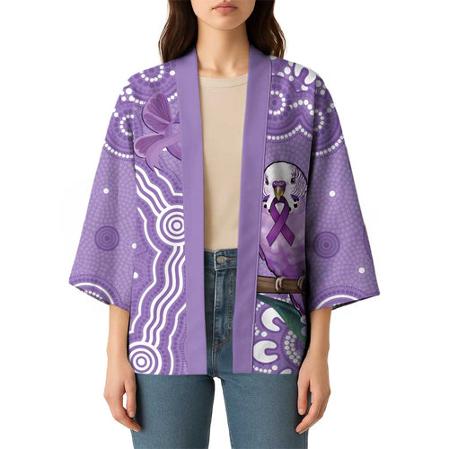Australia Epilepsy Awareness Kimono Purple Budgerigar Plumeria Aboriginal - Aussie Hoodie