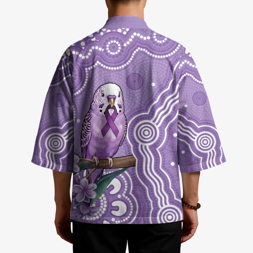 Australia Epilepsy Awareness Kimono Purple Budgerigar Plumeria Aboriginal - Aussie Hoodie