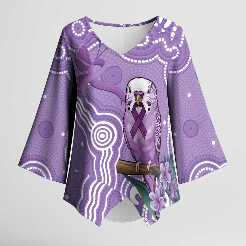 Australia Epilepsy Awareness Kimono Sleeve Blouse Purple Budgerigar Plumeria Aboriginal - Aussie Hoodie
