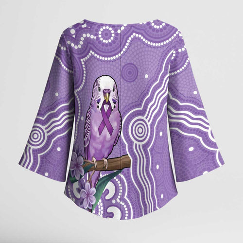 Australia Epilepsy Awareness Kimono Sleeve Blouse Purple Budgerigar Plumeria Aboriginal - Aussie Hoodie